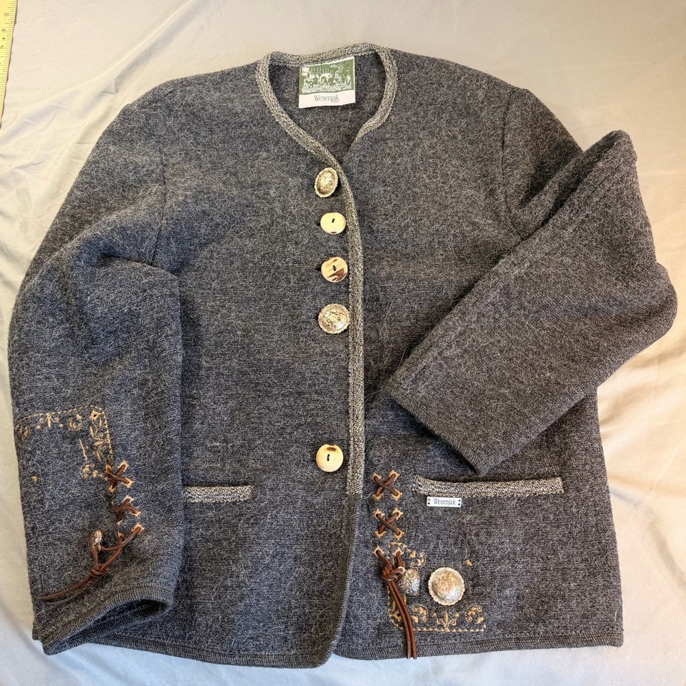 Wesenjak Vintage Dark Grey women's boiled wool jacket Austrian Trachte style 10